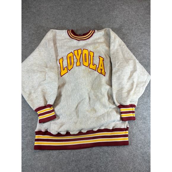 Vintage 90s Loyola University Chicago Crewneck Sweatshirt Mens Small Gray Yellow - Picture 1 of 8